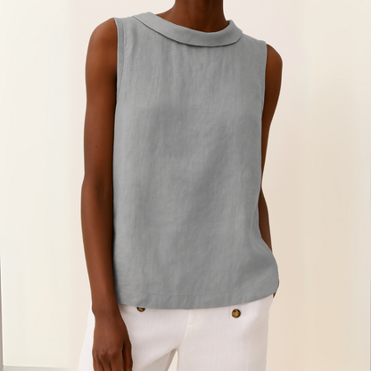 Lightweight Sleeveless Top Rolled Collar