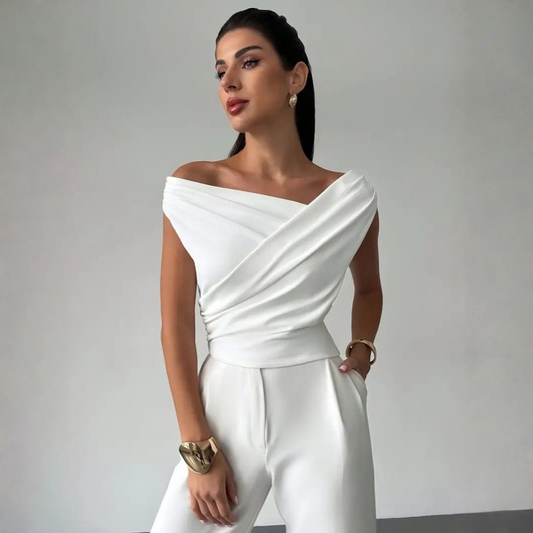 Polished Draped Shoulder Top