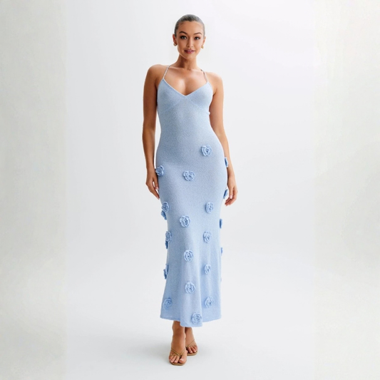 Shimmering Knit Halter Maxi Dress