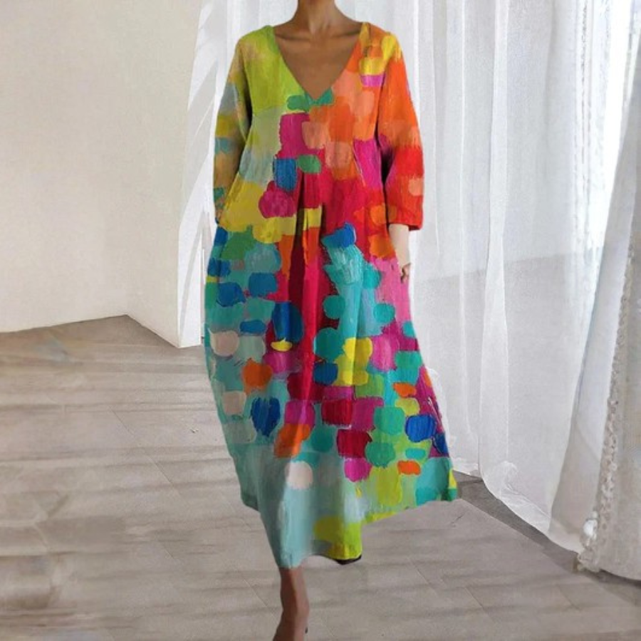 Vibrant Linen Midi Dress