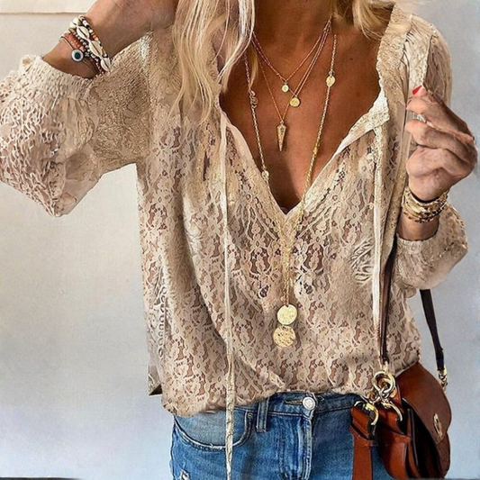 Sunny Boho Vneck Blouse Summer
