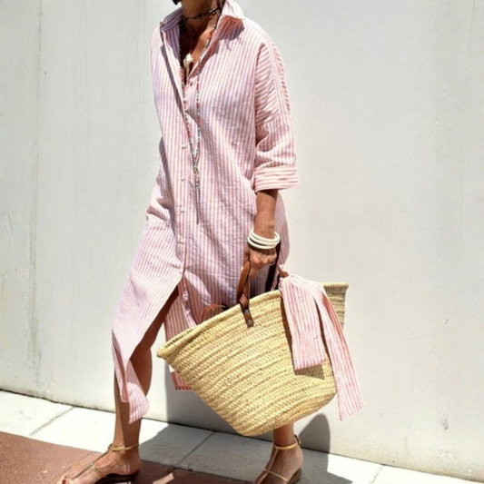 Effortless Striped Shirt Dress