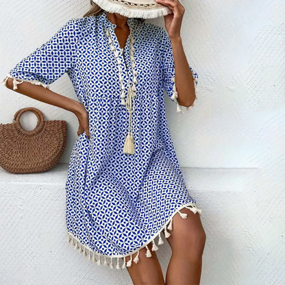 Boho Geometric Tassel Mini Dress