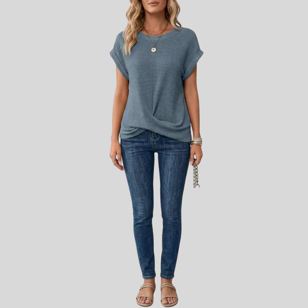 Airy Cotton Crew Neck Top