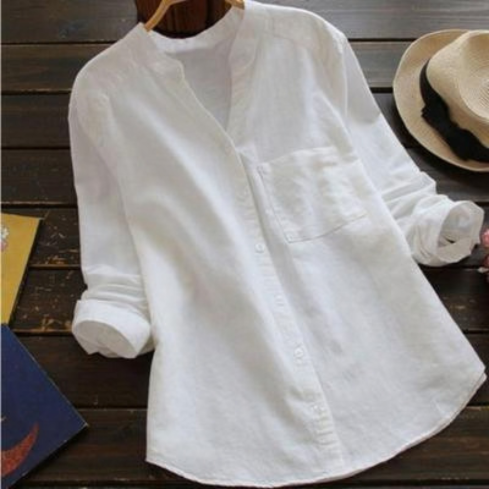 Relaxed Cotton Blouse Button Front