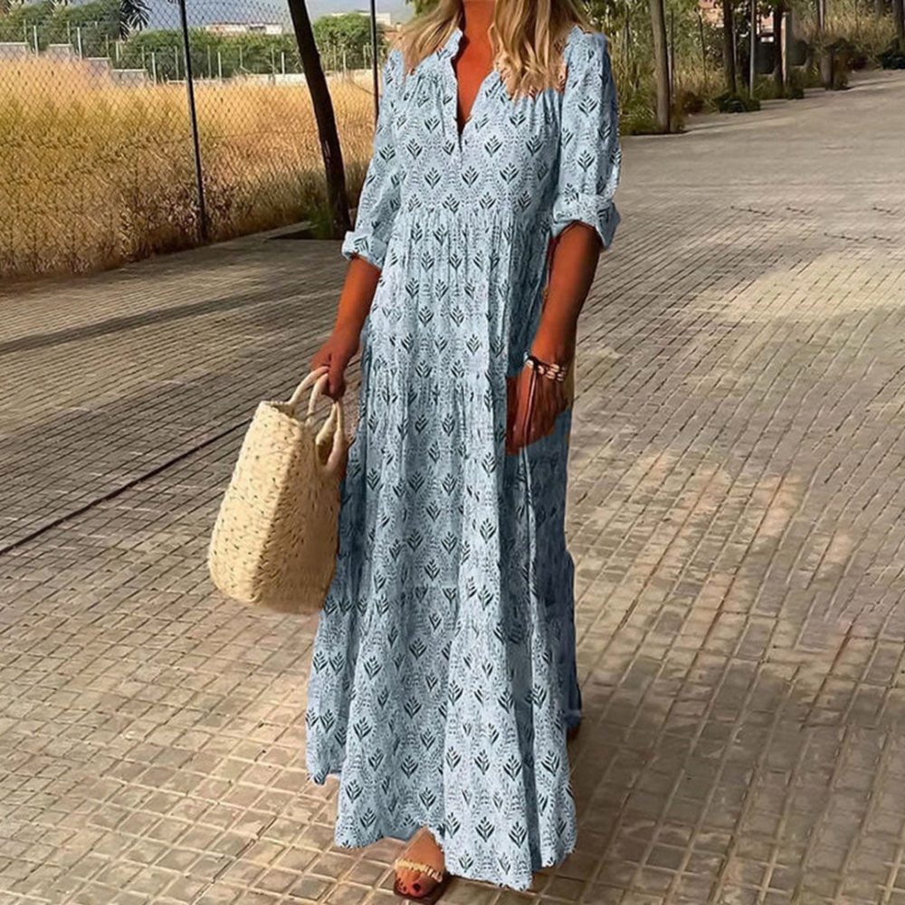 Boho Maxi Dress V Neck