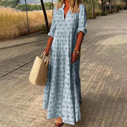 Boho Maxi Dress V Neck