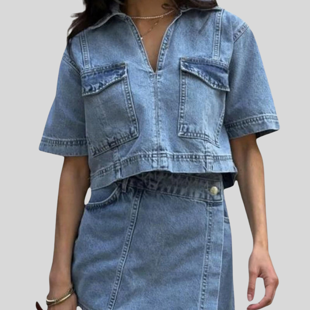 Bold Lapel Top Shorts Set