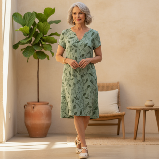 Leafy Print Shift Dress