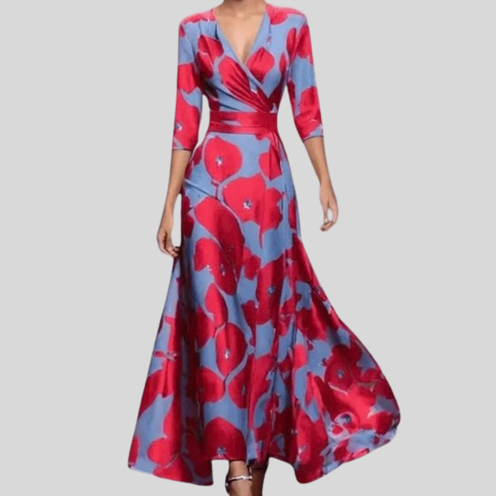 Chic Printed Wrap Maxi Dress
