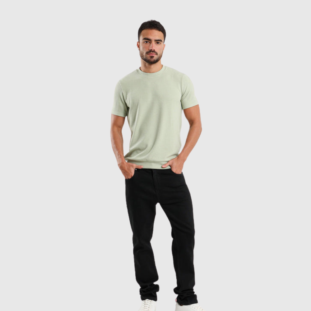 Textured Crew Neck Casual T-Shirt