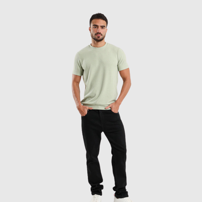 Textured Crew Neck Casual T-Shirt