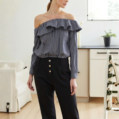 Retro Stripe Set Off Shoulder