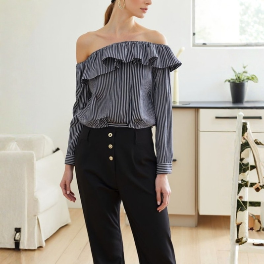 Retro Stripe Set Off Shoulder