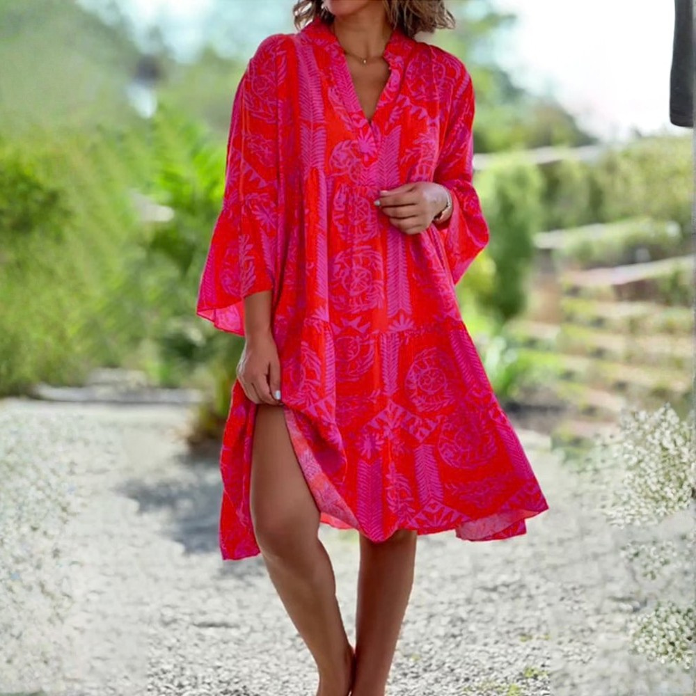 Boho Linen Midi Dress