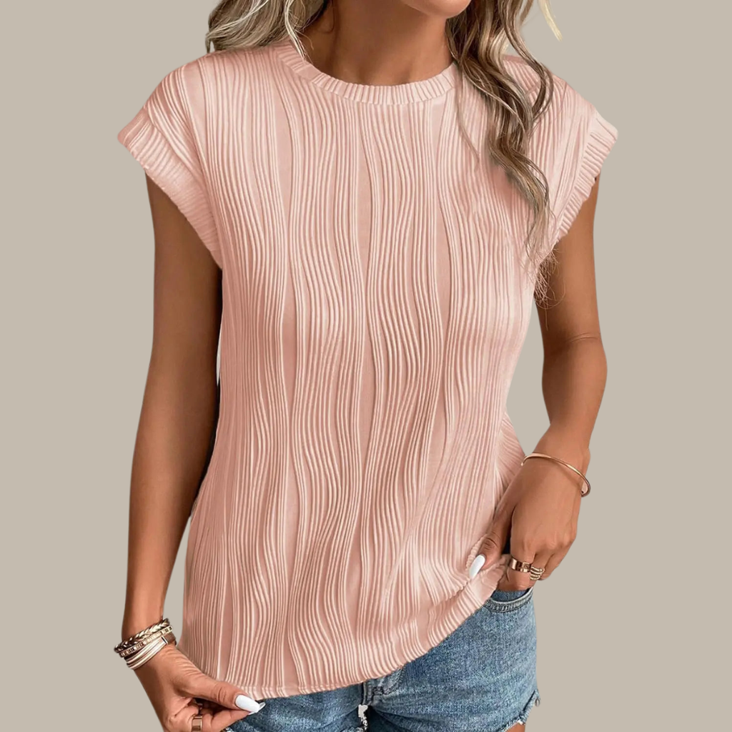 Breathable Pleated Crewneck Shirt