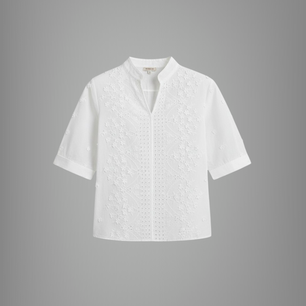 Delicate Lace Blouse Split Neck