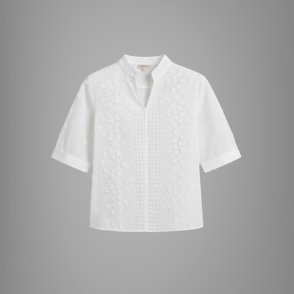 Delicate Lace Blouse Split Neck