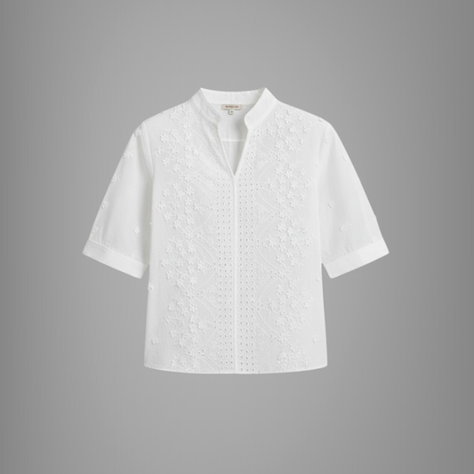 Delicate Lace Blouse Split Neck
