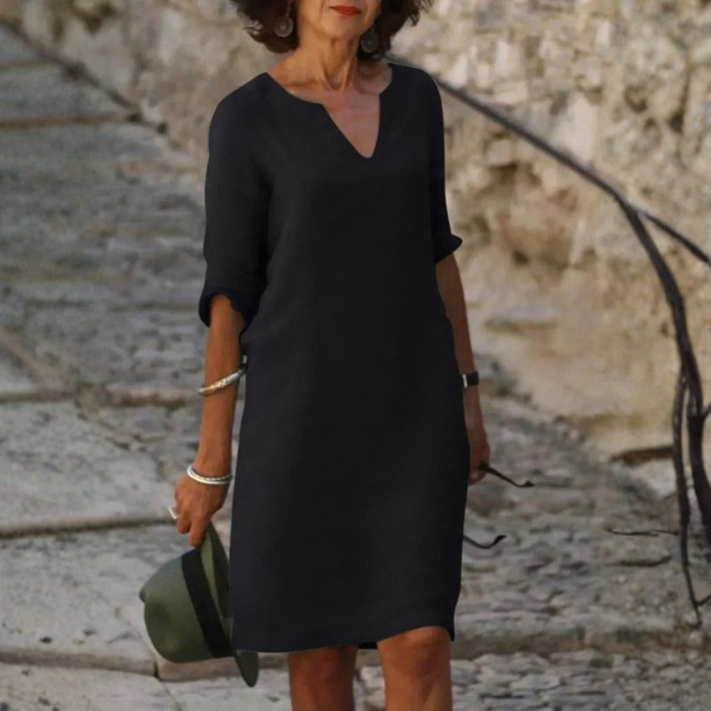 Relaxed V Neck Midi Dress