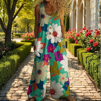Floral Pocket Wide Leg Jumpsuit