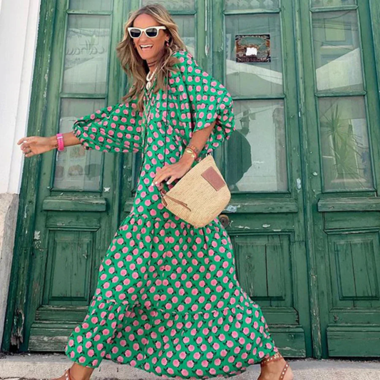 Bohemian Maxi Dress Waist Tie