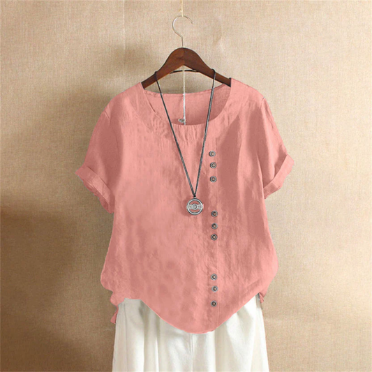 Effortless Cotton Blouse Round Neck