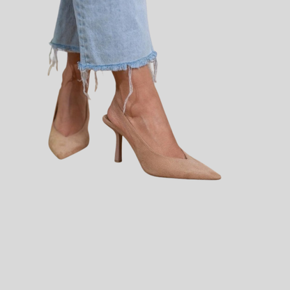 Comfortable Leather Heels Pointed Toe