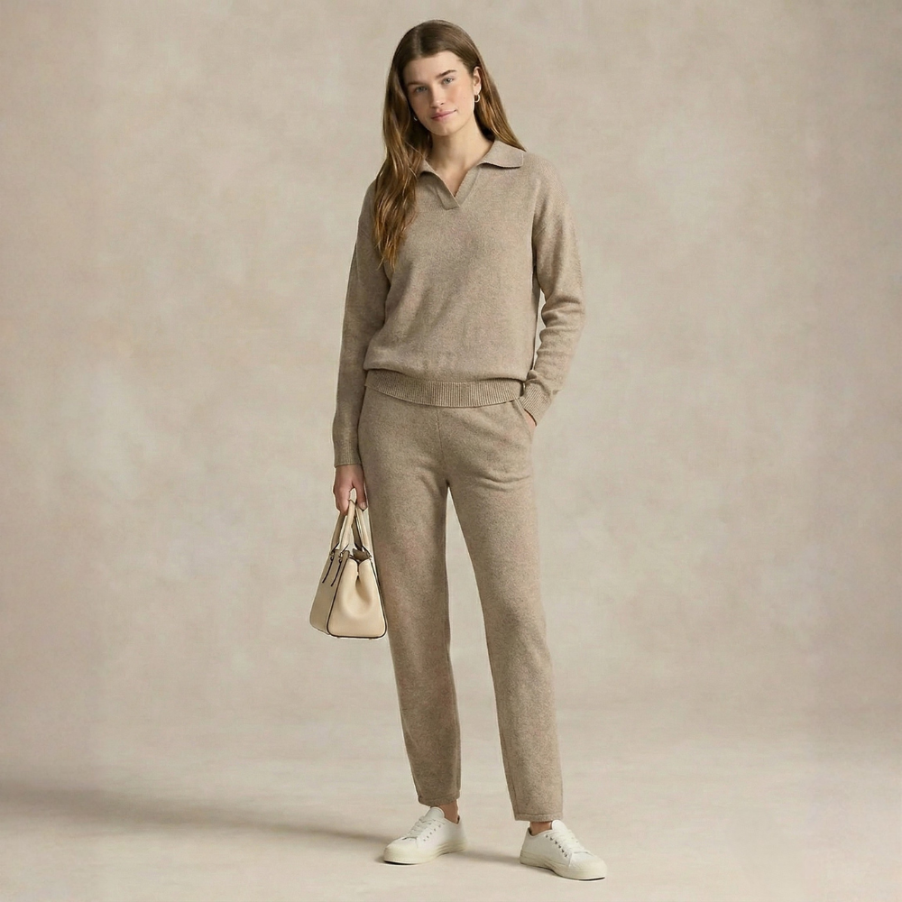 Cozy Knit Set Polo Collar