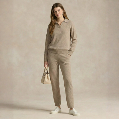 Cozy Knit Set Polo Collar