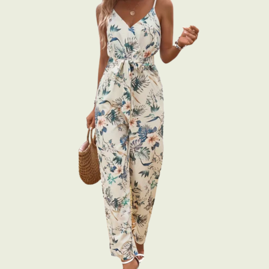 Backless Floral Strapless Jumpsuit