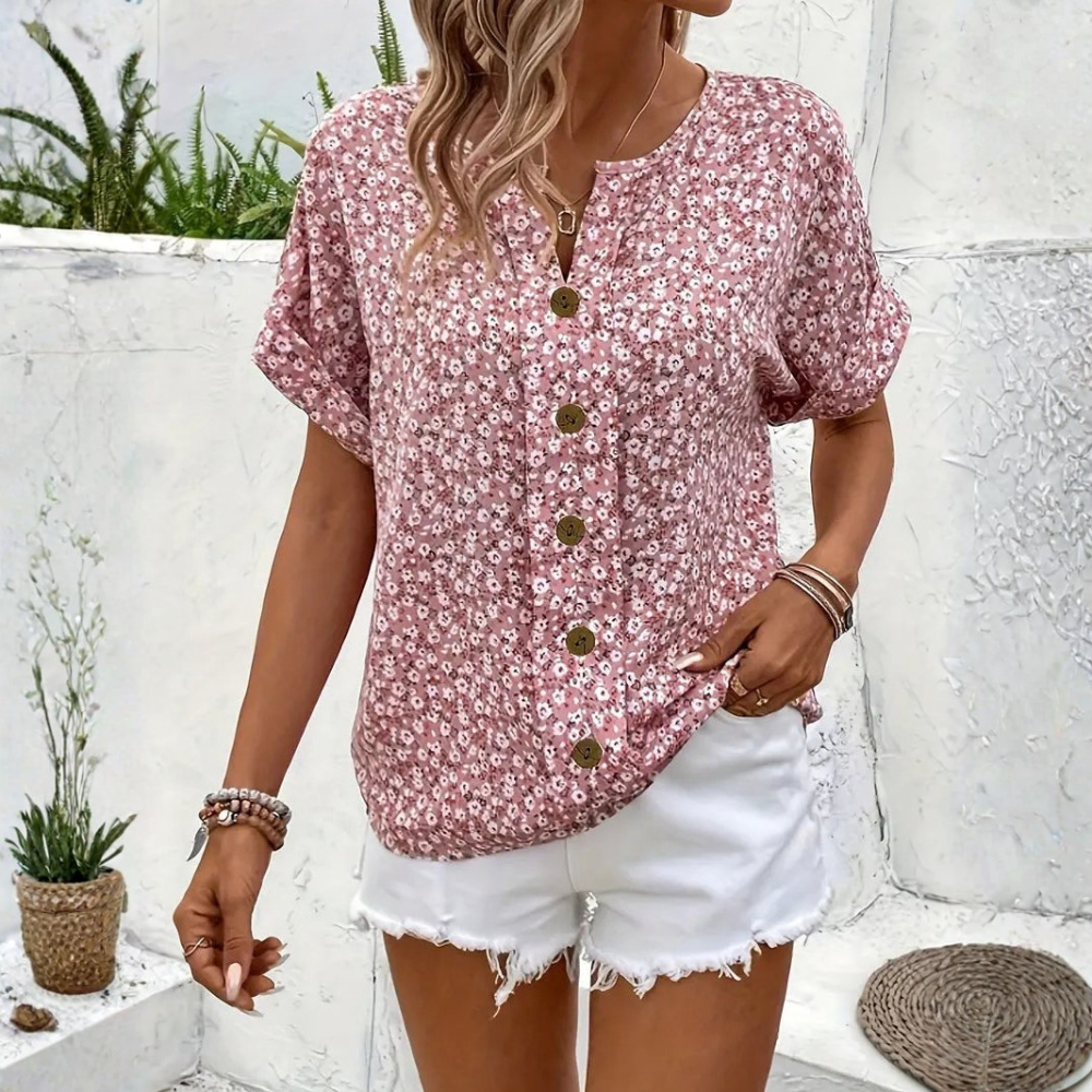Floral Blouse Button Front
