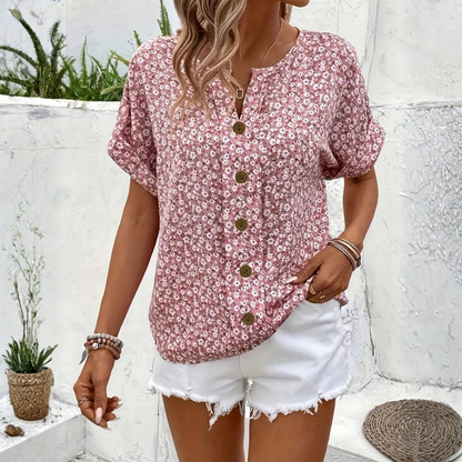 Floral Blouse Button Front