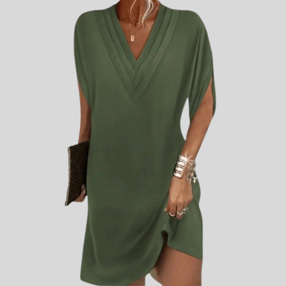 Effortless V Neck Shift Dress