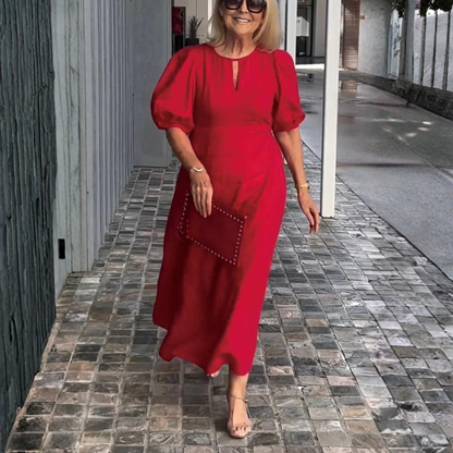 Romantic Midi Dress Puff Sleeve
