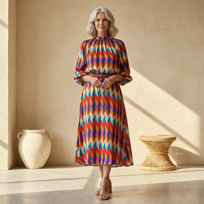 Vibrant Geometric Print Maxi Dress