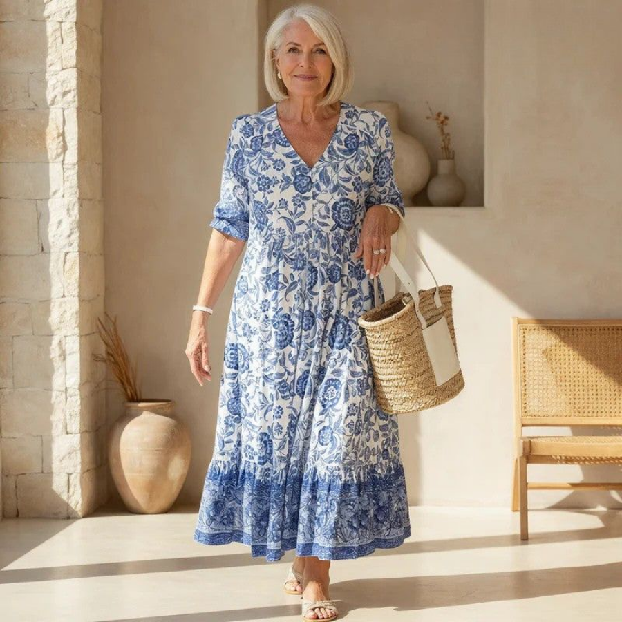 Floral Maxi Dress V Neck