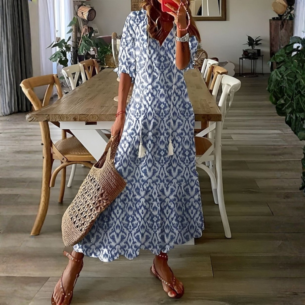 Boho Flowy Maxi Dress Tassel