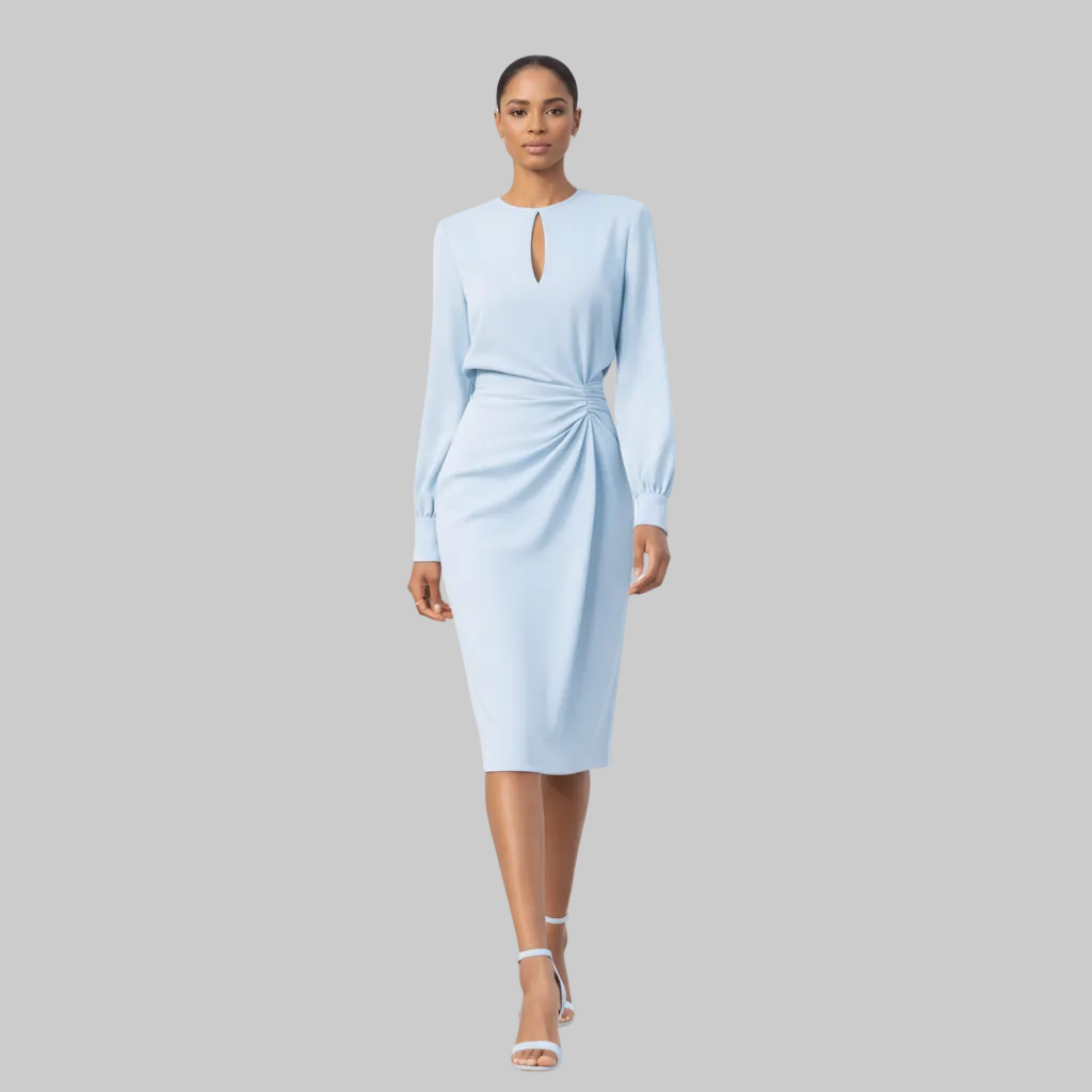 Sleek Midi Dress Long Sleeve