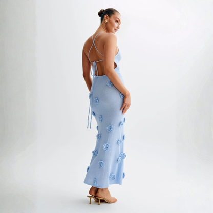 Romantic Rosette Knit Midi Dress
