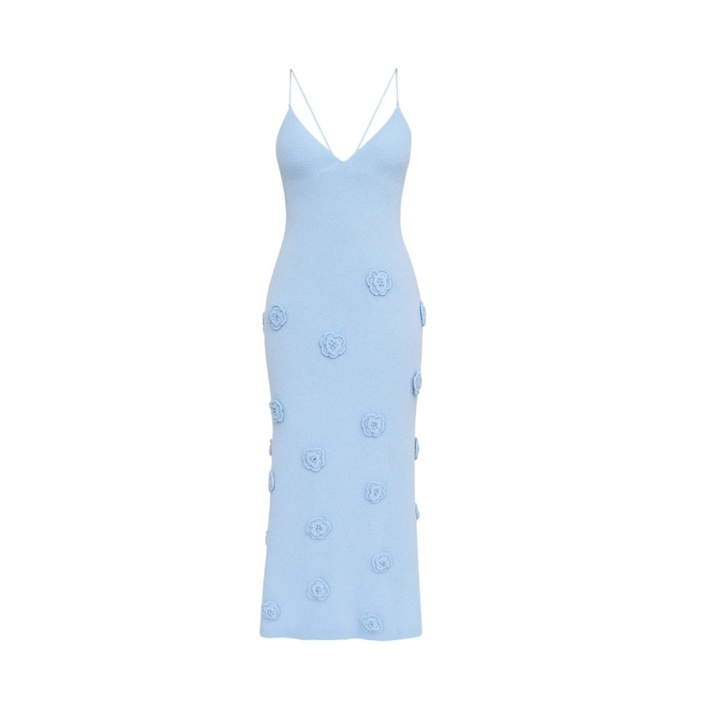 Romantic Rosette Knit Midi Dress
