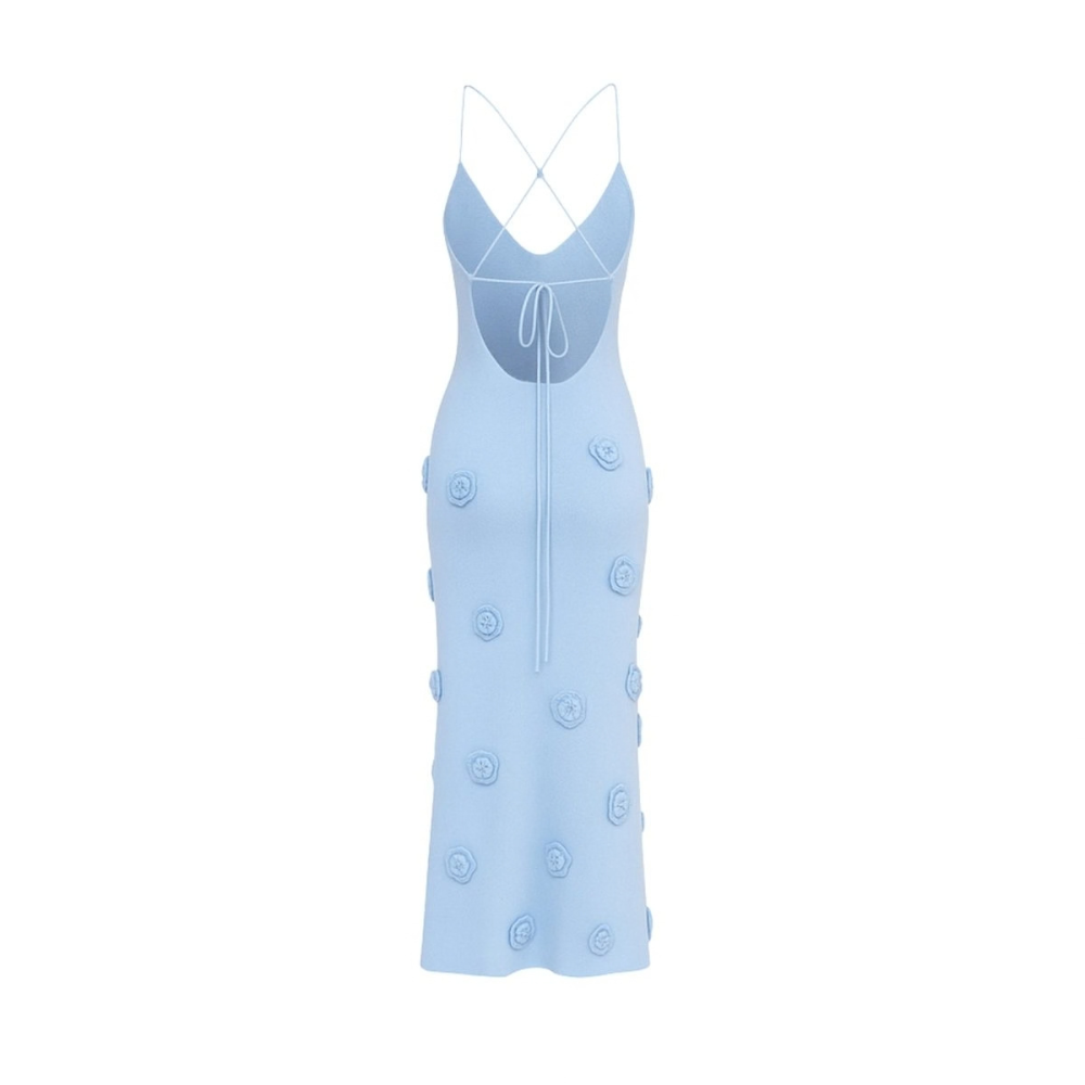 Romantic Rosette Knit Midi Dress
