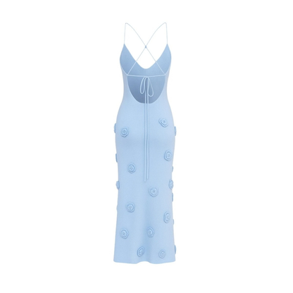 Romantic Rosette Knit Midi Dress