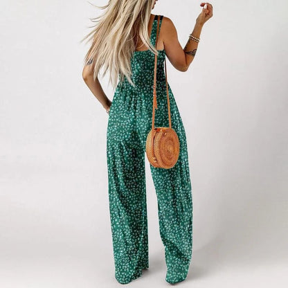 Floral Jumpsuit Smocked Bust