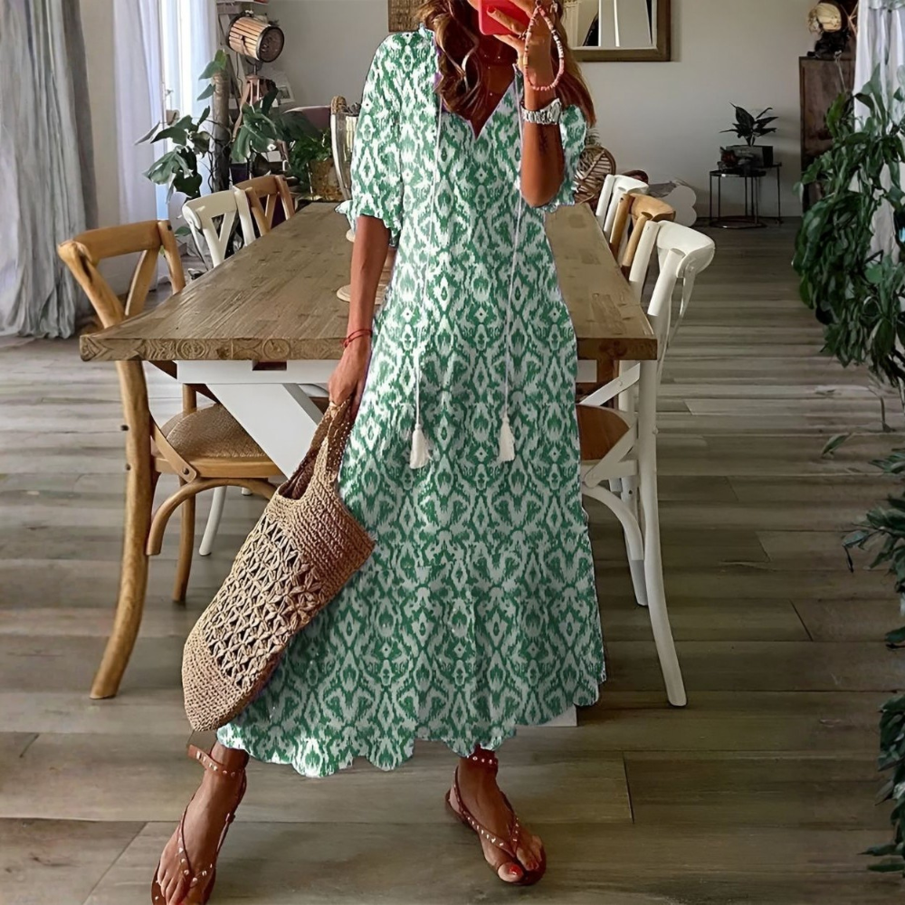 Boho Flowy Maxi Dress Tassel