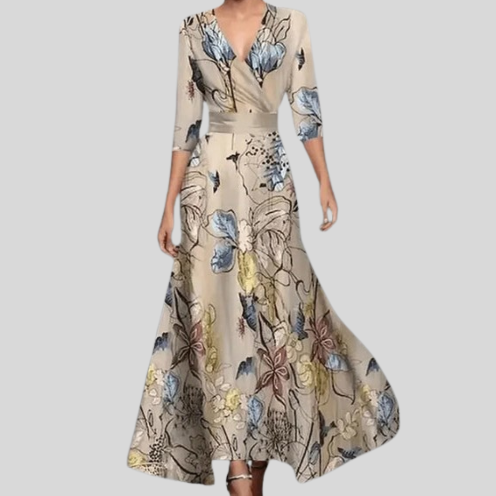 Chic Printed Wrap Maxi Dress