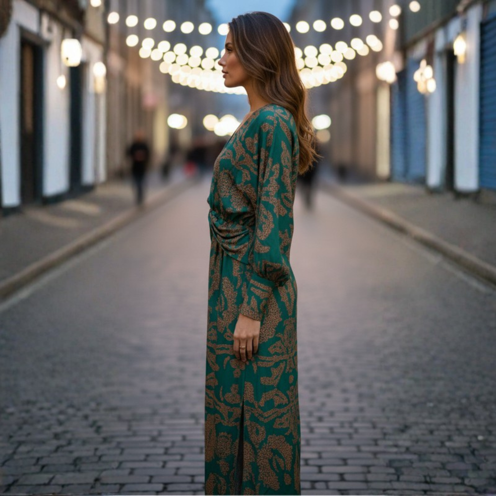 Graceful Midi Dress V Neck