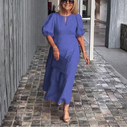 Romantic Midi Dress Puff Sleeve