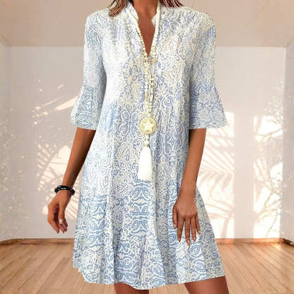 Boho Floral Dress V Neck