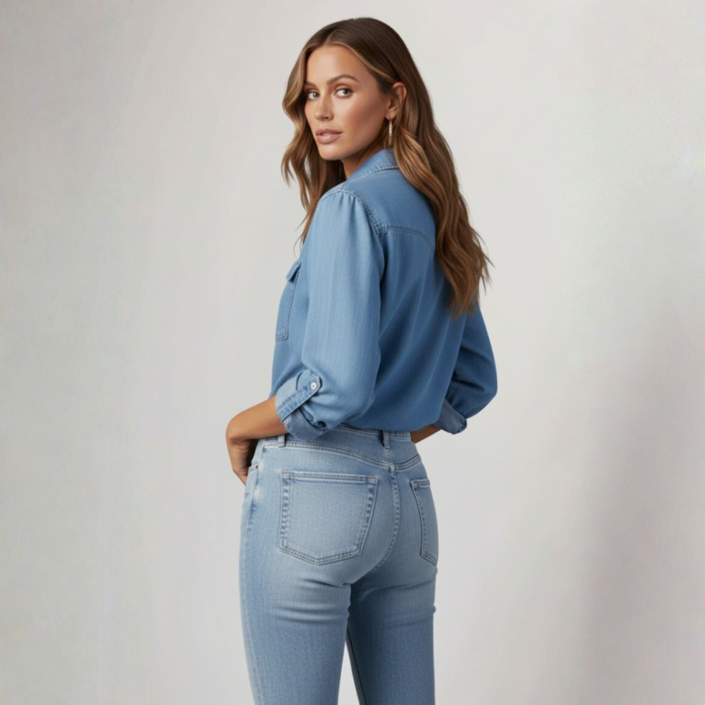Structured Denim Shirt Button Front